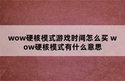 wow硬核模式游戏时间怎么买 wow硬核模式有什么意思